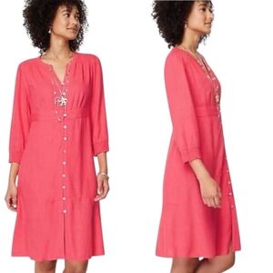 J JILL 🔖NWT! Courtyard Linen Button-down Linen Shirt Dress - Size SP